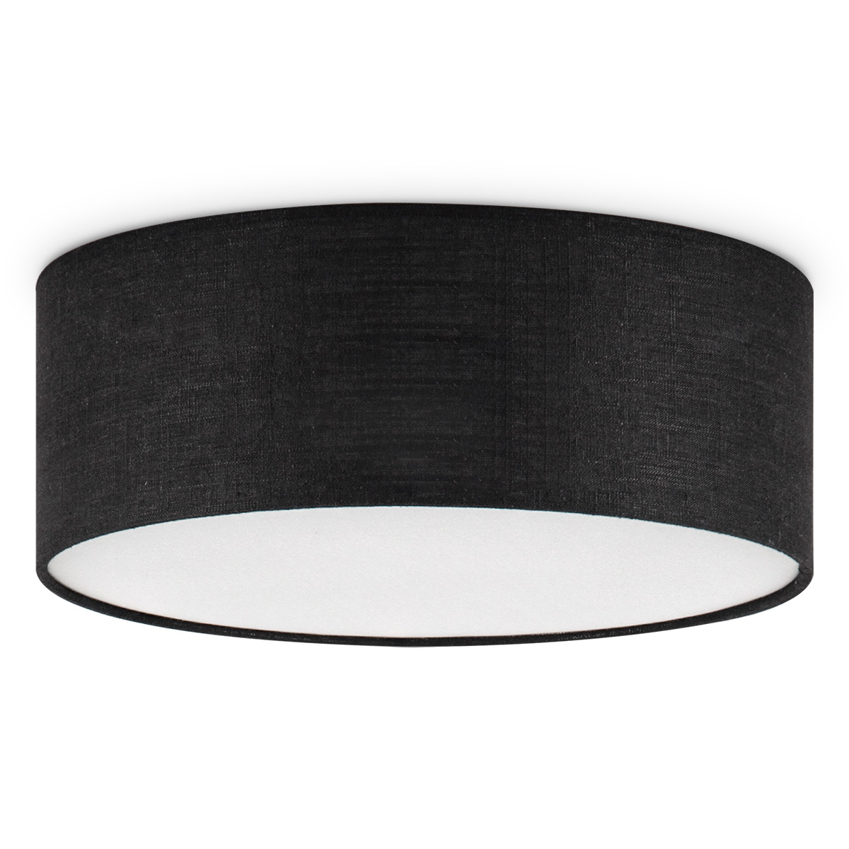 Moderne Plafondlamp - Cilinder - Stoffen Lampenkap - Zwart - Minimalistische stijl - ø32 x 12 cm - E27 fitting - Voor slaapkamers en woonkamers